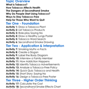 Tobacco And Health Worksheet Activity Booklet