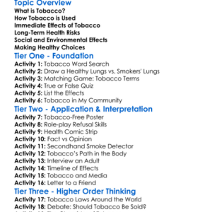 Tobacco And Its Effects Worksheet Activity Booklet