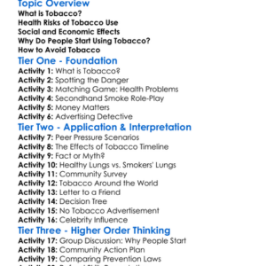 Tobacco Dangers And Prevention Worksheet Activity Booklet