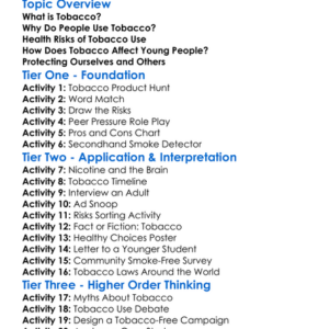 Tobacco Use And Risks Worksheet Activity Booklet