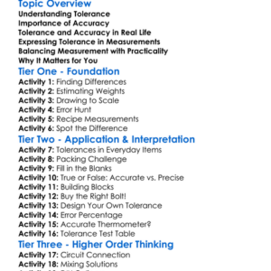 Tolerance And Accuracy Worksheet Activity Booklet