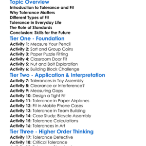 Tolerance And Fit Worksheet Activity Booklet