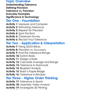 Tolerance And Precision Worksheet Activity Booklet
