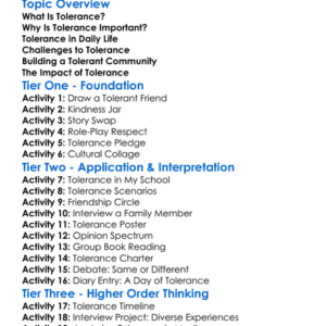 Tolerance Worksheet Activity Booklet