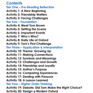 Tom Brown At Oxford Thomas Hughes Worksheet Activity Booklet