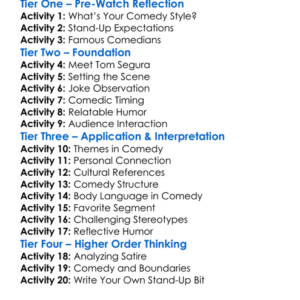 Tom Segura Ball Hog 2020 Worksheet Activity Booklet