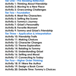 Tommy And Grizel Jm Barrie Worksheet Activity Booklet