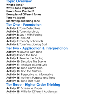 Tone In Writing Worksheet Activity Booklet