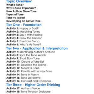 Tone Worksheet Activity Booklet