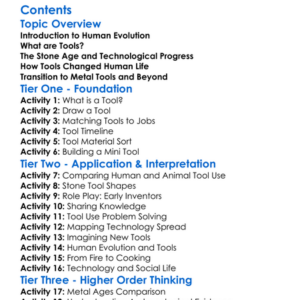 Tool Use And Technology In Human Evolution Worksheet Activity Booklet