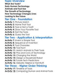 Tool Use And Technology Worksheet Activity Booklet