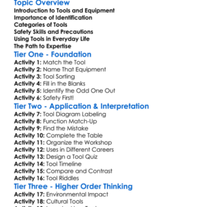 Tools And Equipment Identification Worksheet Activity Booklet