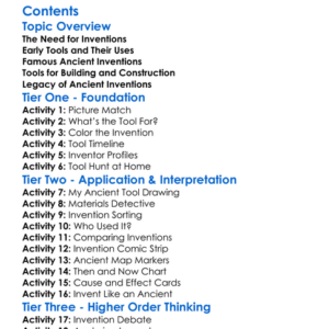 Tools And Inventions Of The Ancient World Worksheet Activity Booklet