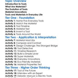 Tools And Material Innovations Worksheet Activity Booklet