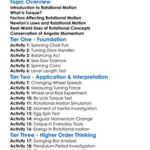 Torque And Rotational Motion Worksheet Activity Booklet