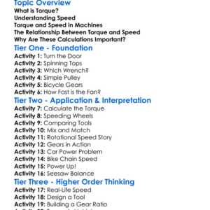 Torque And Speed Calculations Worksheet Activity Booklet