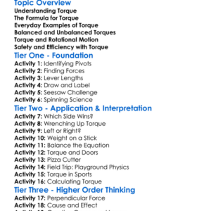 Torque Worksheet Activity Booklet
