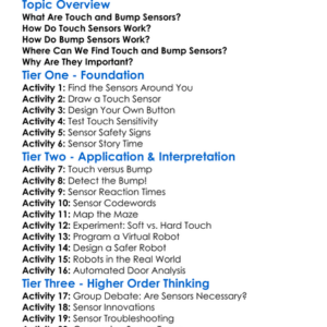 Touch And Bump Sensors Worksheet Activity Booklet
