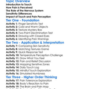 Touch And Pain Perception Worksheet Activity Booklet