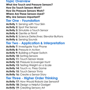 Touch And Pressure Sensors Worksheet Activity Booklet