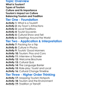 Tourism And Cultural Change Worksheet Activity Booklet