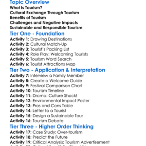 Tourism And Cultural Impact Worksheet Activity Booklet