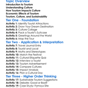 Tourism And Culture Worksheet Activity Booklet