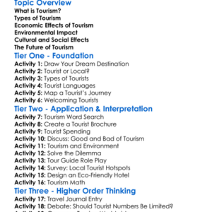 Tourism And Its Effects Worksheet Activity Booklet