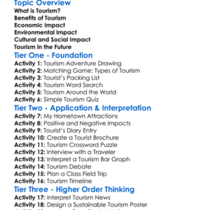 Tourism And Its Impact Worksheet Activity Booklet