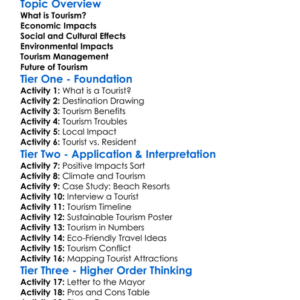 Tourism Impacts Worksheet Activity Booklet