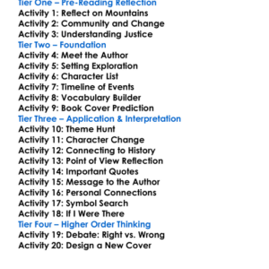 Towards The Mountain Alan Paton Worksheet Activity Booklet