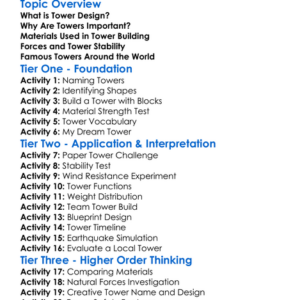 Tower Design Worksheet Activity Booklet