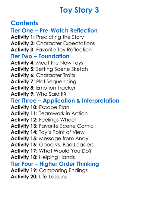 Toy Story 3 Worksheet Activity Booklet