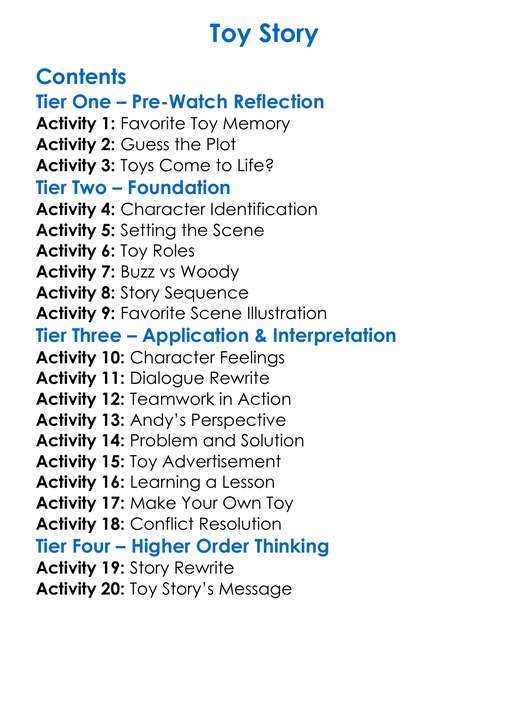 Toy Story Worksheet Activity Booklet