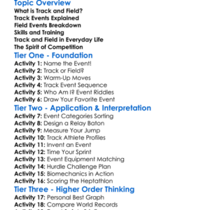Track And Field Events Worksheet Activity Booklet