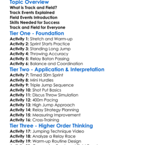 Track And Field Skills Worksheet Activity Booklet