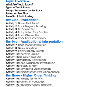 Track Races And Relays Worksheet Activity Booklet