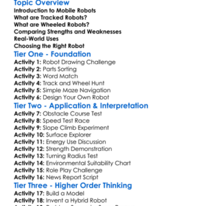 Tracked And Wheeled Robots Worksheet Activity Booklet