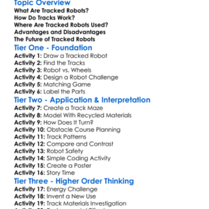 Tracked Robots Worksheet Activity Booklet