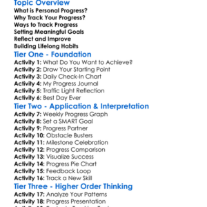 Tracking Personal Progress Worksheet Activity Booklet