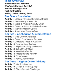 Tracking Physical Activity Worksheet Activity Booklet