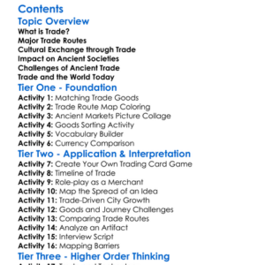 Trade And Cultural Exchange In The Ancient World Worksheet Activity Booklet