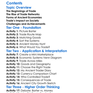 Trade And Economic Systems In Ancient Times Worksheet Activity Booklet