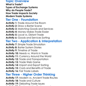 Trade And Exchange Systems Worksheet Activity Booklet