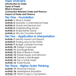 Trade And Finance Worksheet Activity Booklet