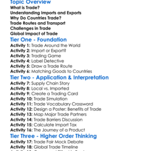 Trade And Importsexports Worksheet Activity Booklet