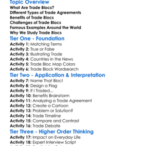 Trade Blocs And Agreements Worksheet Activity Booklet