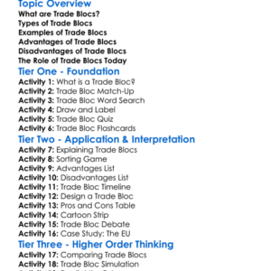 Trade Blocs Worksheet Activity Booklet