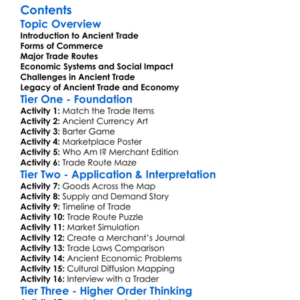 Trade Commerce And Economy In Ancient Times Worksheet Activity Booklet