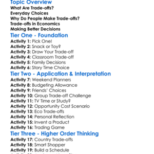Trade-Offs Worksheet Activity Booklet